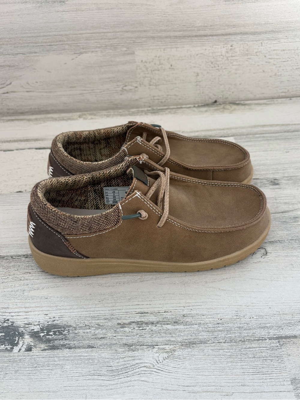 Hey Dude Boys Size 2 Paul Y Moc Style Slip On Casual Shoes In Nut Brown